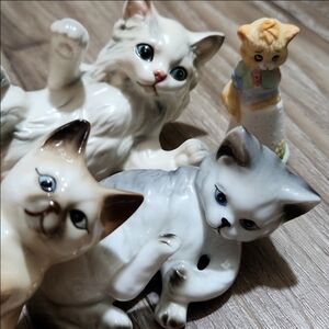 Vintage Cat Figurines Danbury Mints, Lefton, Feline Feelings Collectible Decor